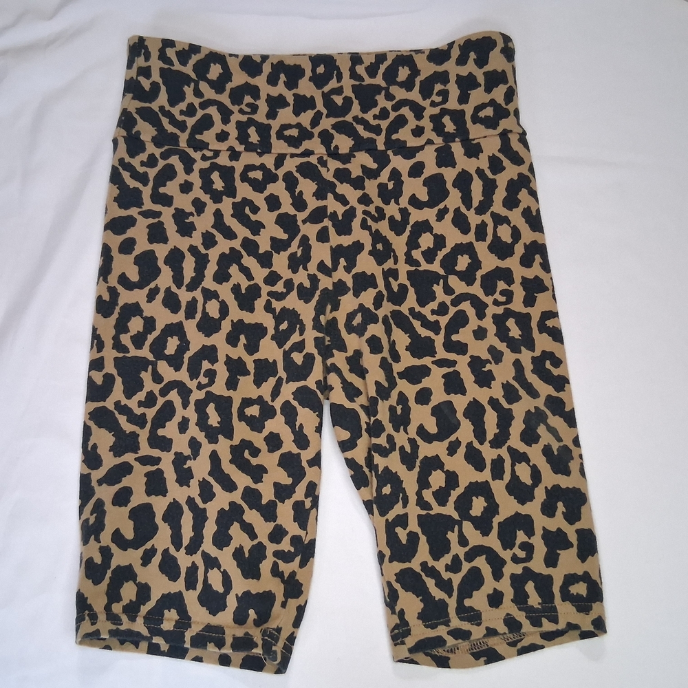 Wild Fable Leopard Print Biker Long Shorts Size XS Fitted Brown Black Juniors
